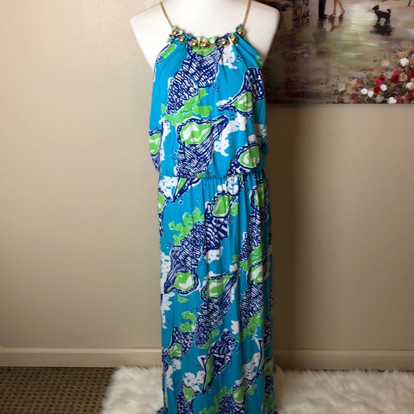 Lilly Pulitzer Dresses & Skirts - Lilly Pullitzer Gold Brad Necklace Maxi Dress